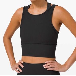 LULULEMON POWER PIVOT REVERSIBLE BLACK RIBBED TOP SIZE 10